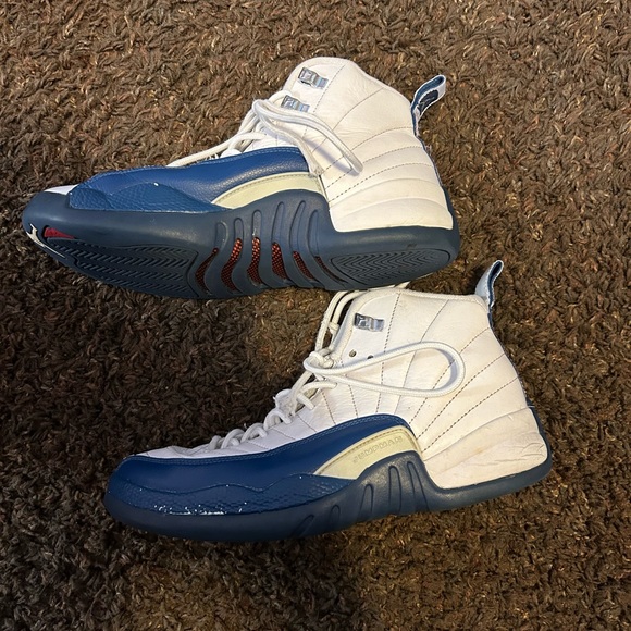 Air Jordan 12 Xii Retro Bg White French Blue B-grade Gs 6y 153265 113 - Picture 2 of 11